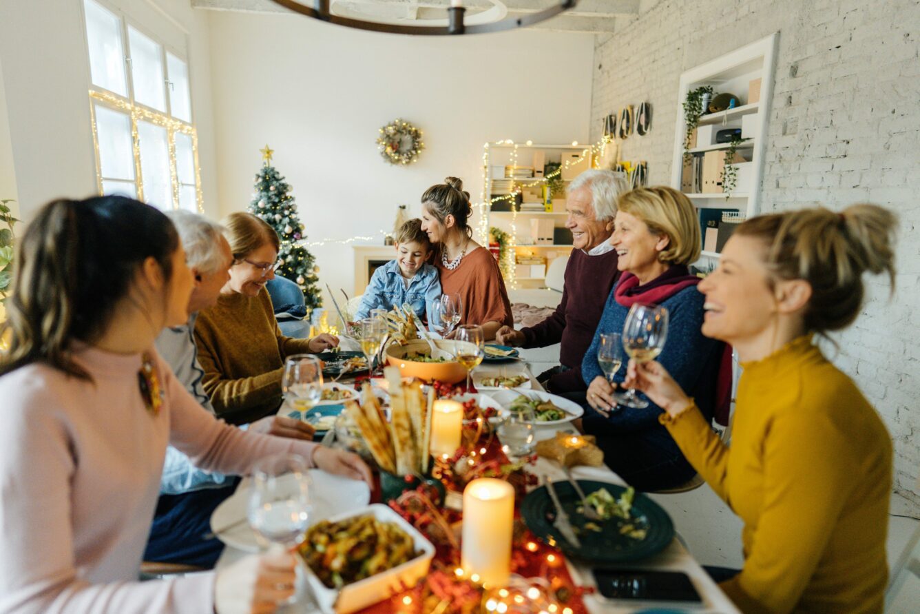 Multigenerational family celebrating December Holidays